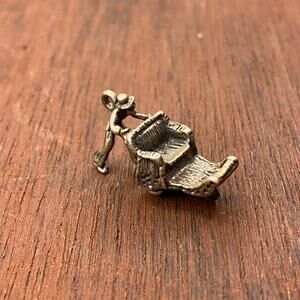 Vintage 925 Sterling by Jewelart Man Pushing Rickshaw Push Cart Pendant Charm